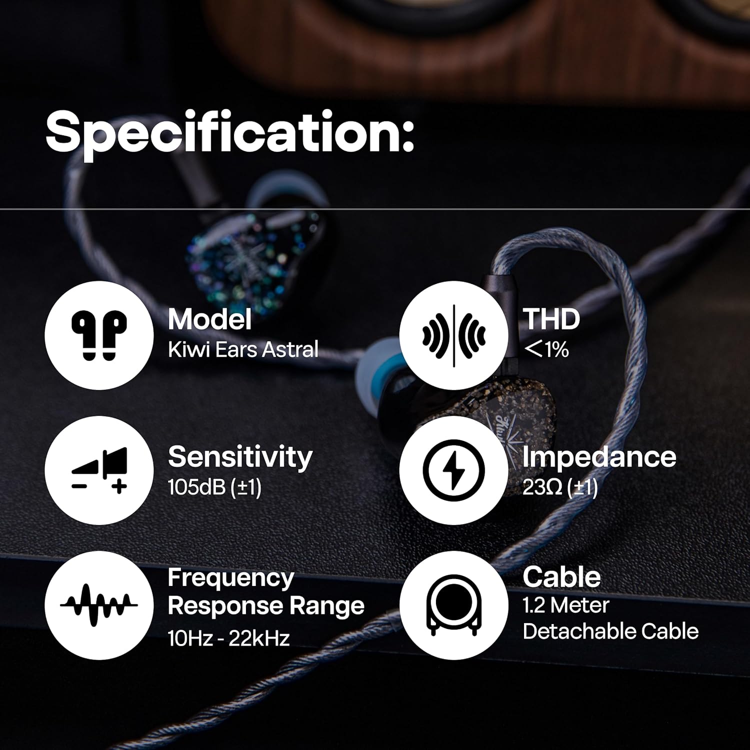 Linsoul Kiwi Ears Astral 1DD+6BA Hybrid in Ear Monitor, Wired Earbuds, HiFi Studio Recording &Mixing Earphone, Portable Gaming IEMs for Professional Music Engineers Audiophiles (Blue) - Image 5
