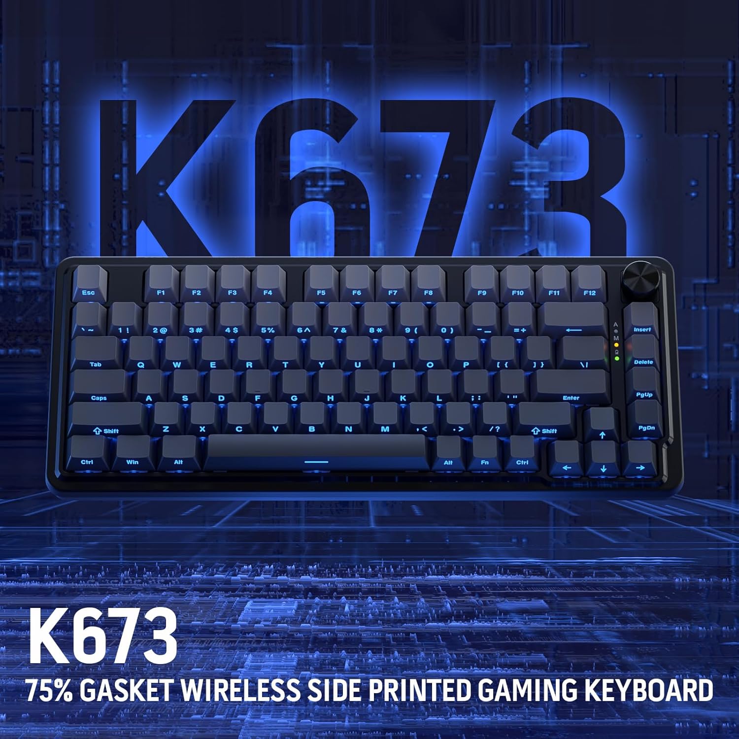Redragon K673 GB 75% Wireless Gasket RGB Gaming Keyboard, 3-Modes 81 Keys PBT Compact Mechanical Keyboard w/Hot-Swap Socket, Dedicated Knob Control & 5-Layer Noise Dampening, Custom Linear Switch - Image 9