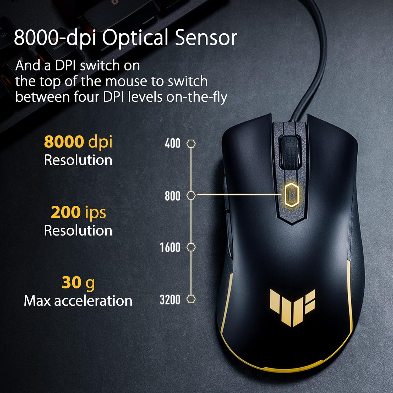 ASUS TUF Gaming M3 Gen II Wired USB Gaming Mouse – Right-Handed Ergonomic, 59g Lightweight, 8K DPI, IP56 dust & Water Resistance, Antibacterial Guard, 6 Programmable Buttons, PC/Mac Support - Black - Image 5