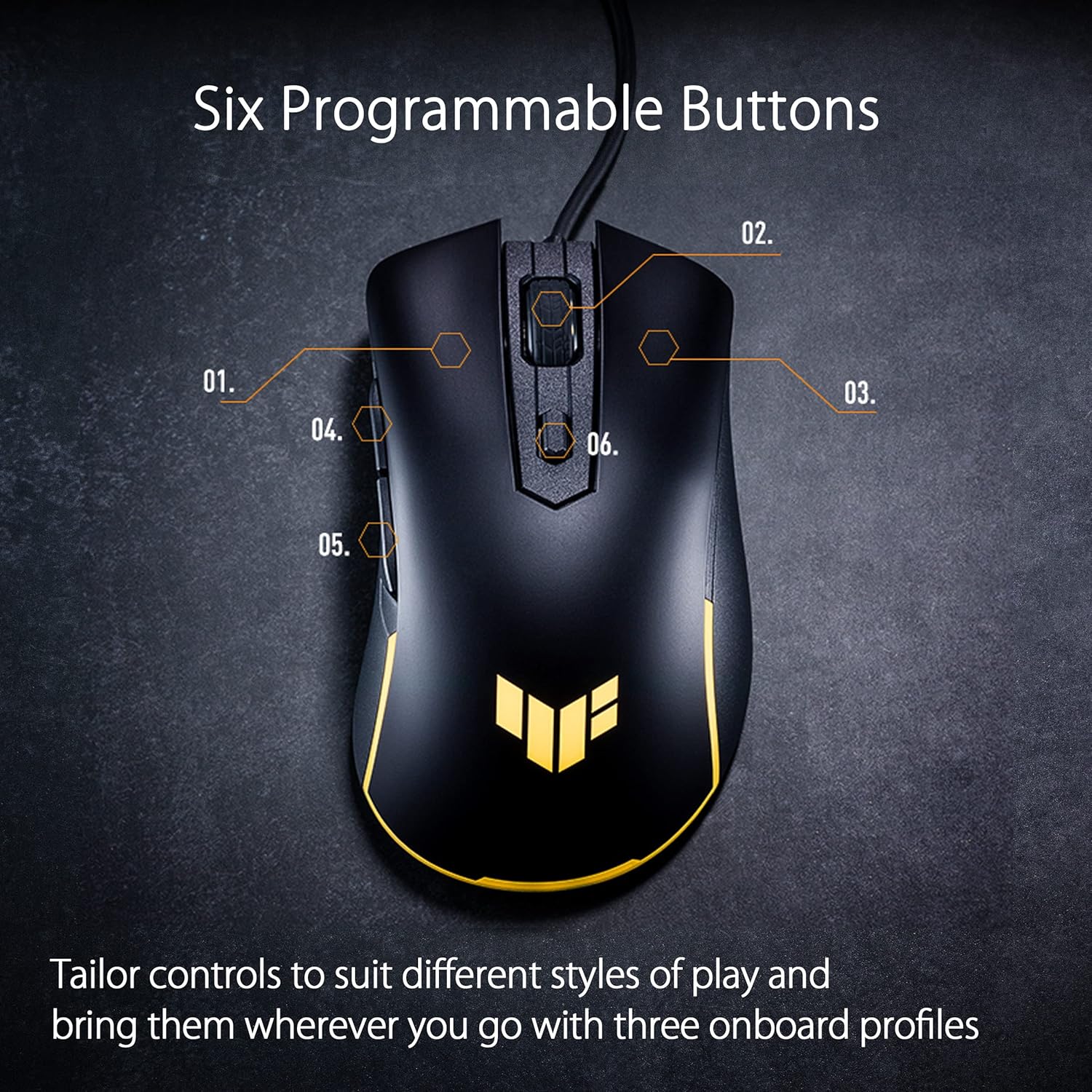 ASUS TUF Gaming M3 Gen II Wired USB Gaming Mouse – Right-Handed Ergonomic, 59g Lightweight, 8K DPI, IP56 dust & Water Resistance, Antibacterial Guard, 6 Programmable Buttons, PC/Mac Support - Black - Image 6