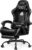 N-GEN GAMING Video Gaming Chair with Footrest Lumbar Support for Home Office High Back Recliner Height Adjustable Ergonomic Comfy Leather Computer Desk Chair (Black)