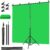 Green Screen Backdrop Kit, Portable Greenscreen Background with T-Shaped Stand, 5 Clamps & Carrying Bag for Photography, Streaming, Zoom, Gaming, (Green, 6.5 Feet X 5.0 Feet)