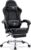 Gaming Chair,Computer Office Chair with Footrest,Massage Lumbar Support and Gel Pad,Ergonomic Reclining Adjustable Leather Gamer Chair with Headrest and Spring Cushion Black