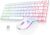 RedThunder K84 Wireless Keyboard and Mouse Combo, Rainbow Backlit Rechargeable Battery, 75% Layout TKL Ultra Compact Gaming Keyboard & Lightweight 3200 DPI Honeycomb Optical Mouse (White)