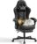 Desk Computer Gaming Chair – High Back Ergonomic Office Chair with Footrest and Lumbar Support, Swivel Comfy Home Gamer Video Game Chairs with Pocket Spring Cushion for Adults (Black Leather)