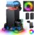 Top Auto Cooling Fan & Charge Stand for Xbox Series X Console with 11 Light Modes, Accessories Controller Wireless Charger Dock, 2*1400mAh Rechargeable Batteries, Headset Stand & Game Disc Storage