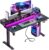 OffiGo Gaming Standing Desk with LED Light, 55 Inch Electric Height Adjustable Table with Power Outlet & Monitor Stand, Sit Stand Computer Workstation for Home, Bedroom, Black