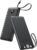 VRURC Portable Charger, Built-in 4 Cables Slim Power Bank 10000mAh, USB C Charging Bank with LED Display, Compact Travel Battery Pack with 5 Outputs for Multi Devices, Android-Black(1 Pack)